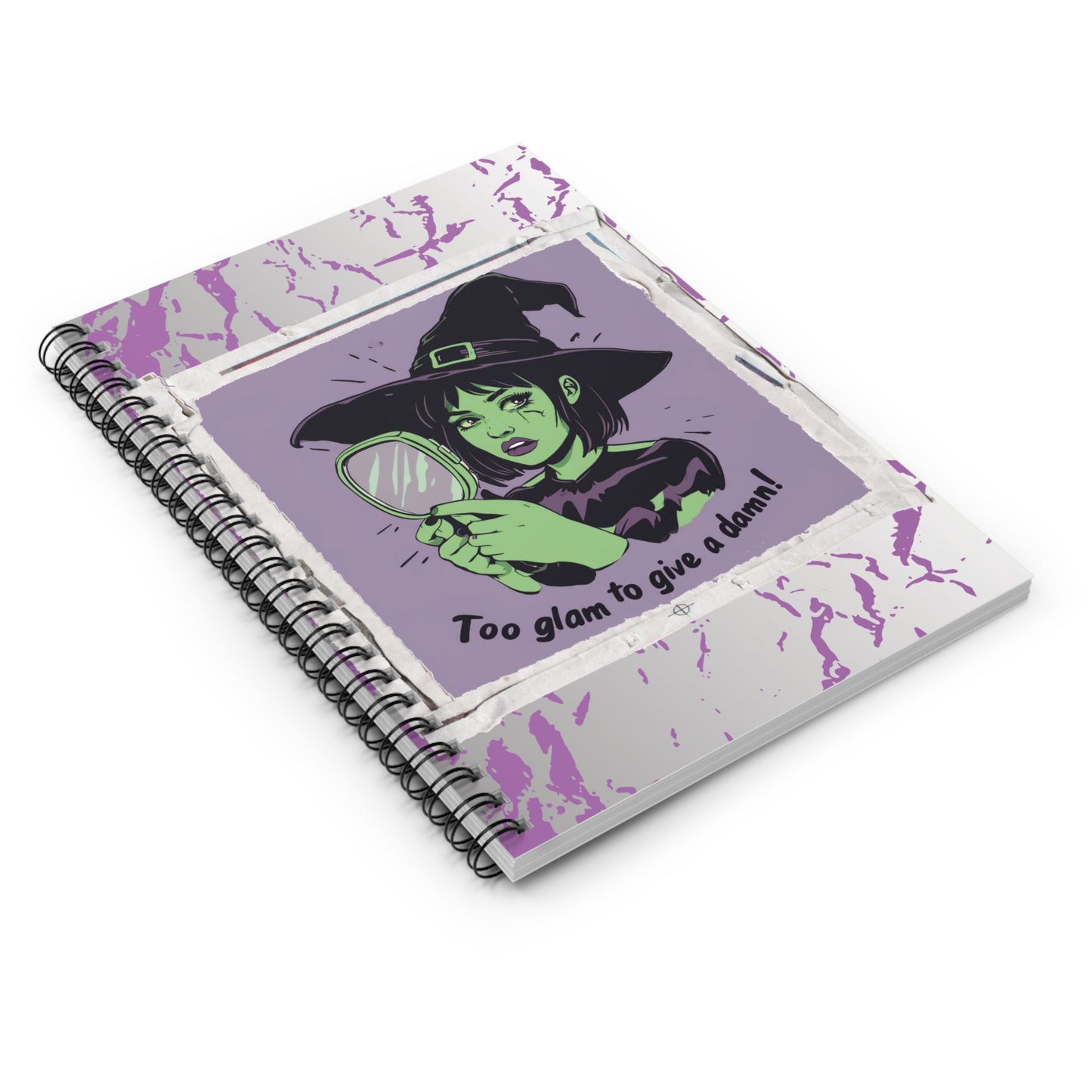 Too Glam to Give a Damn Halloween Spiral Notebook - Ruled Line, Sassy Stationary, Witchy Notebook