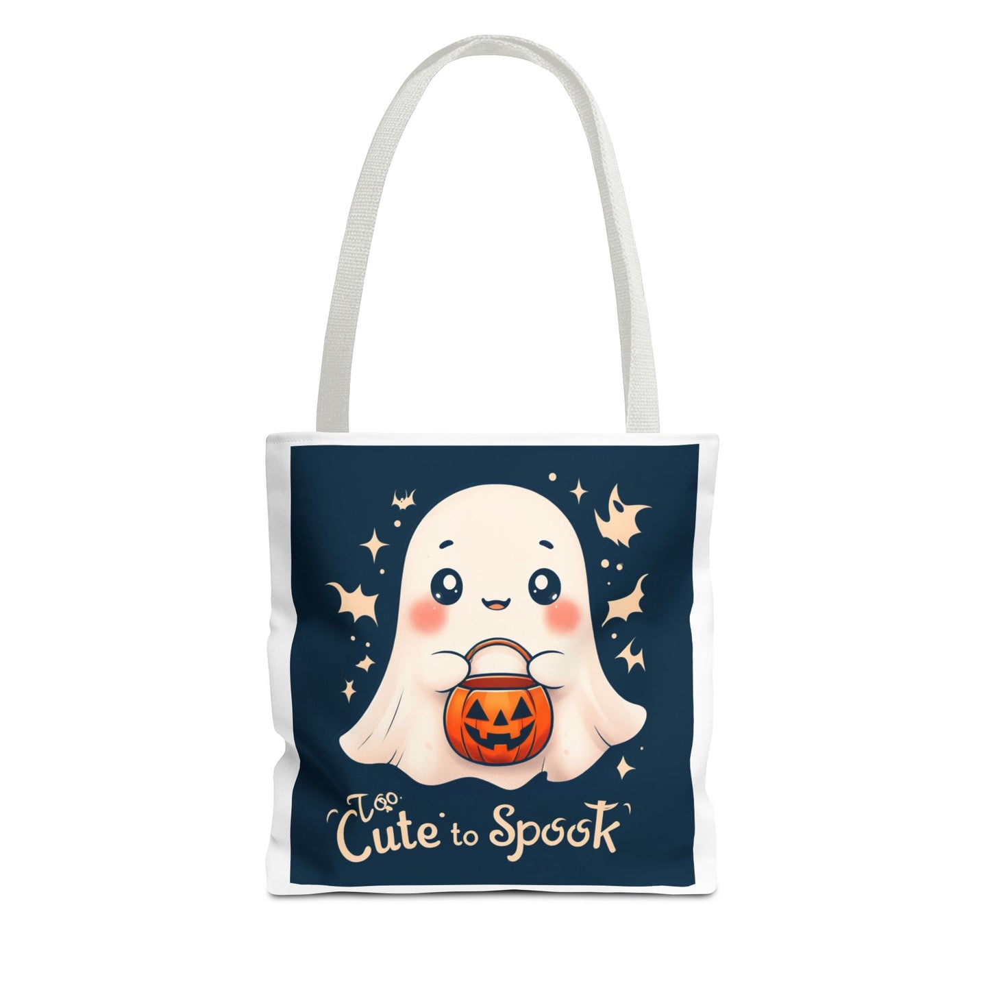 Too Cute to Spook Ghost Trick or Treat Bag, Trunk or Treat, Halloween Basket, Spooky Season, Canvas Tote, Costume, Goodie Bag, Gift for Kids