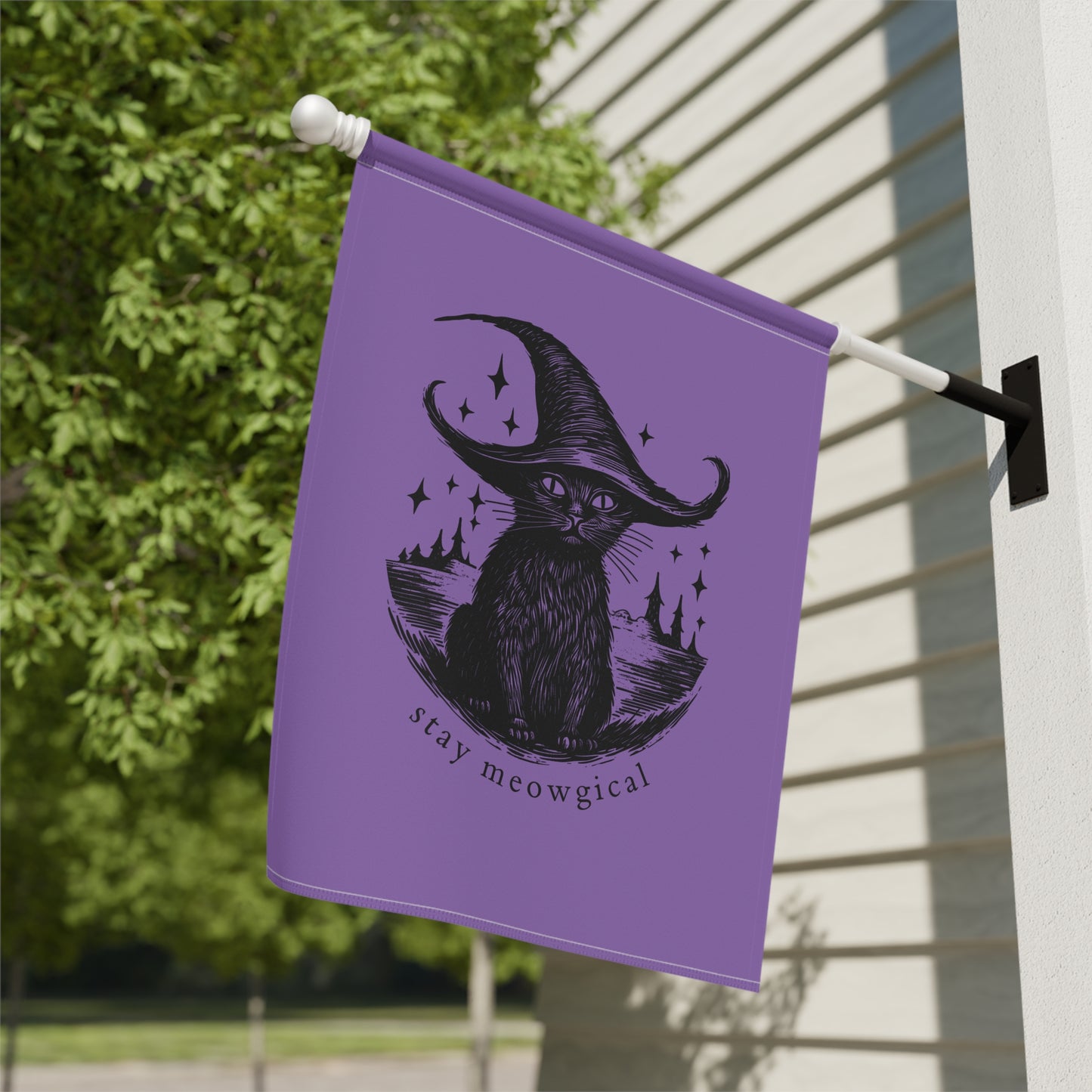 Stay Meowgical Garden House Banner, Spooky Banner, Halloween Decor, Cat Landscaping, Witchy Kitty Banner