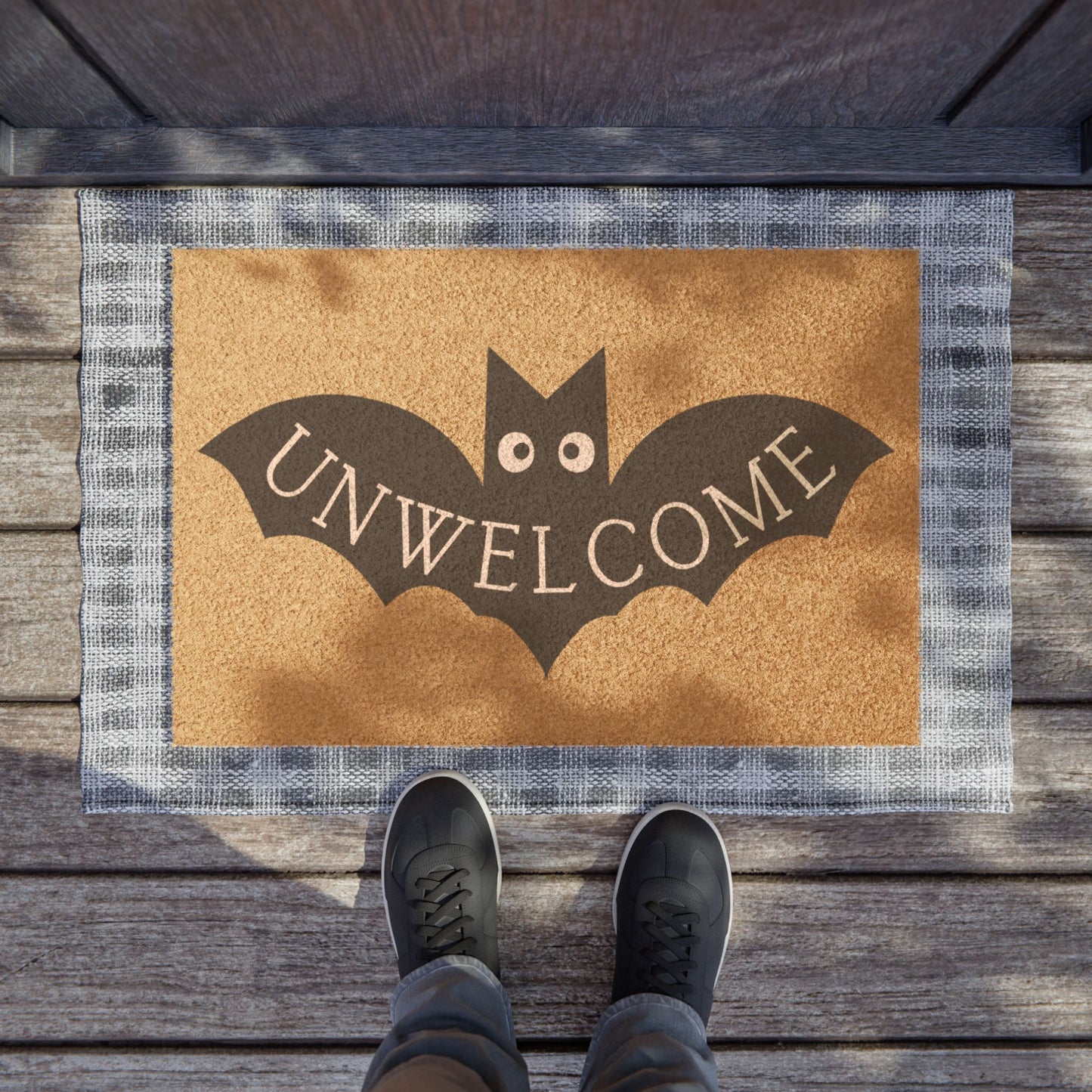 Unwelcome Doormat, Bat Mat, Spooky, Halloween, Go Away Front Door Mat, Autumn Bat Mat, Cute Rude Bat Door Mat, Unwelcome to Our Home