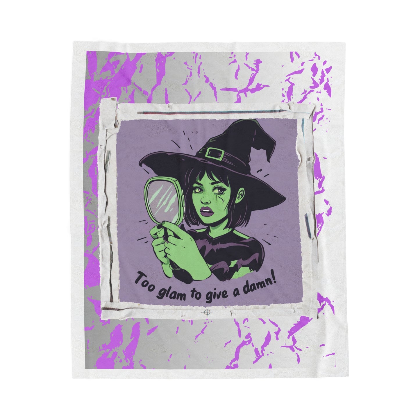 Too Glam to Give a Damn Velveteen Plush Blanket, Halloween Bedding, Sassy Witch Bed Linens