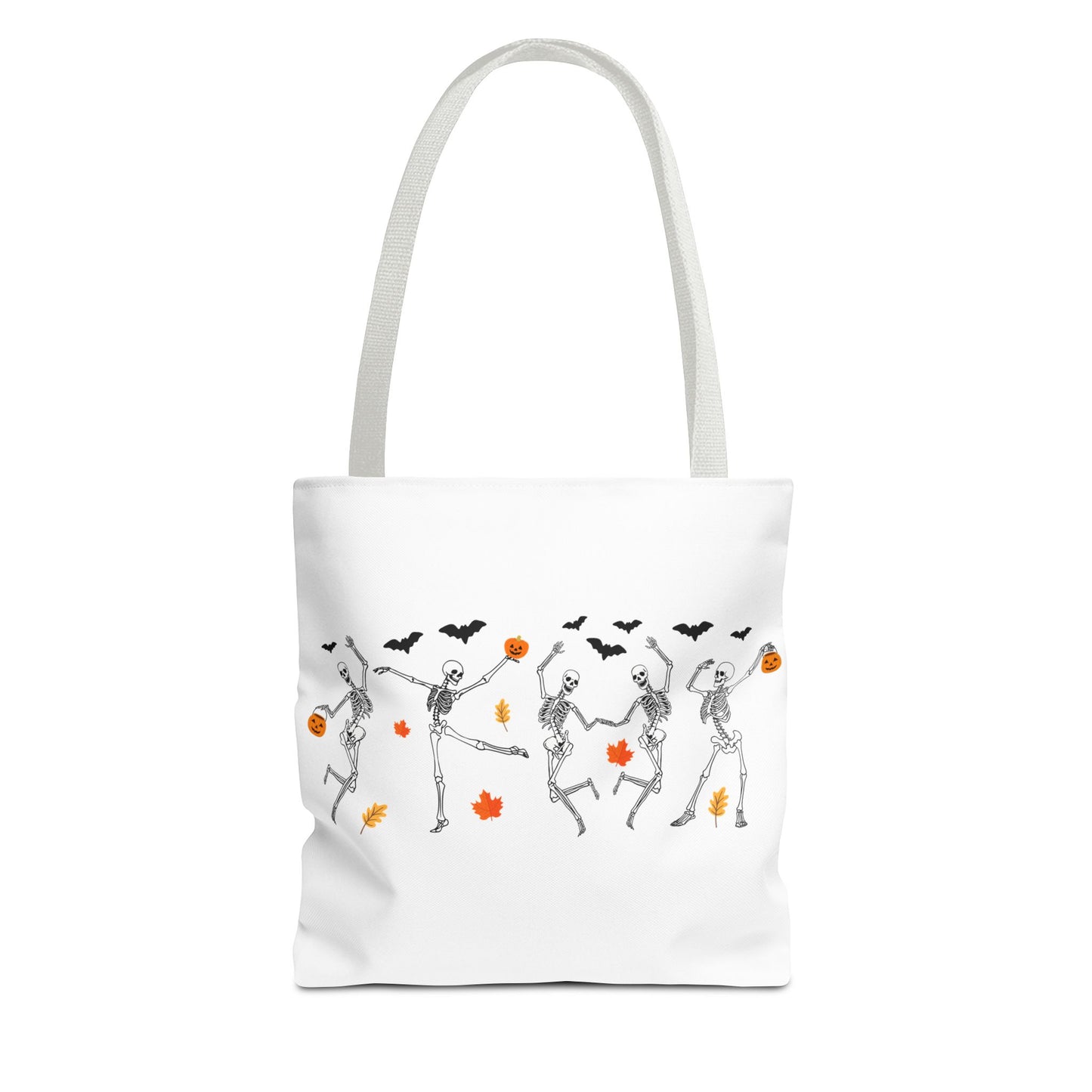 Dancing Skeletons, Trick or Treat Bag, Trunk or Treat, Halloween Tote, Halloween Basket, Spooky Season, Canvas Tote,  Halloween Goodie Bag