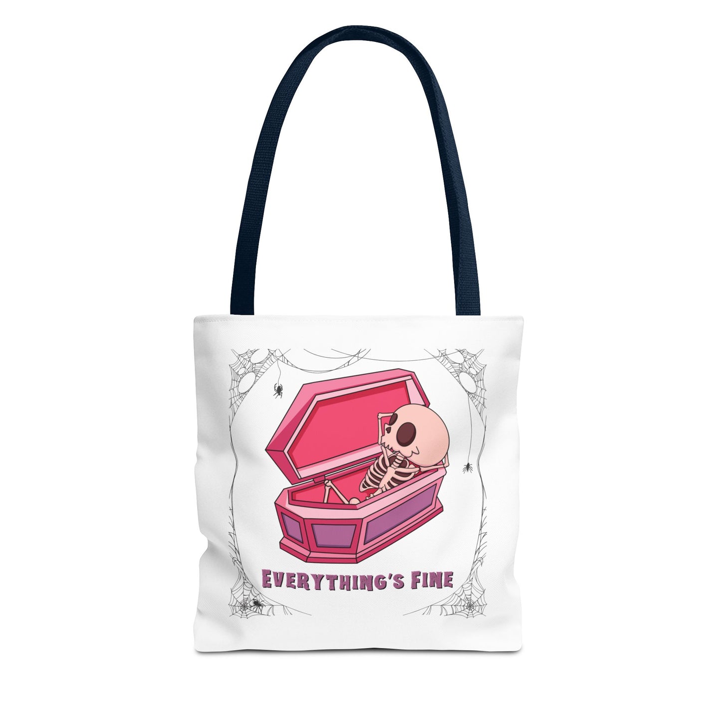 Everything's Fine Pink Coffin Trick or Treat Bag, Trunk or Treat, Tote, Costume, Basket, Spooky Season, Canvas, Goodie, Skeleton, Halloween