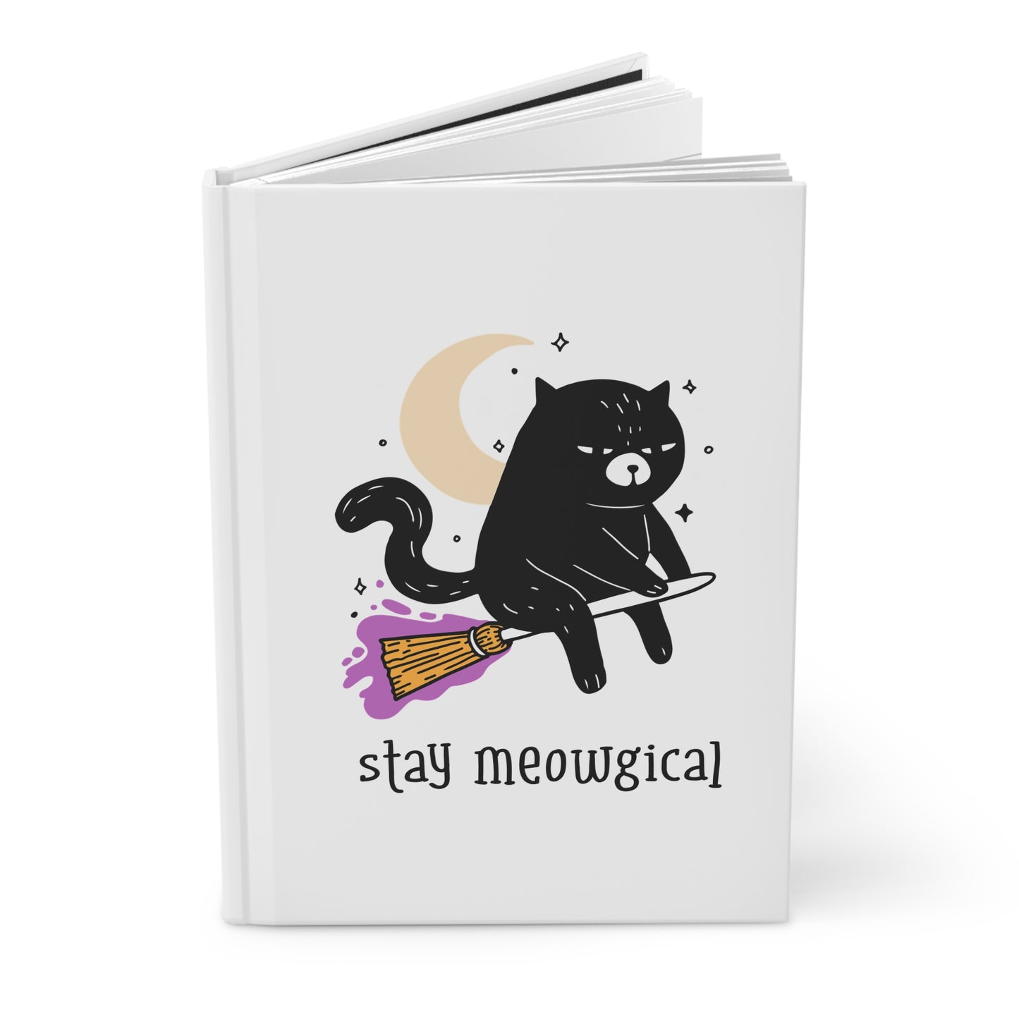 Hardcover Journal MatteStay Meowgical Hardcover Journal, Matte, Halloween, Fall, Witch, Spooky Kitten, Cat Lady, Spell Book, Book of Shadows, Practical Magic