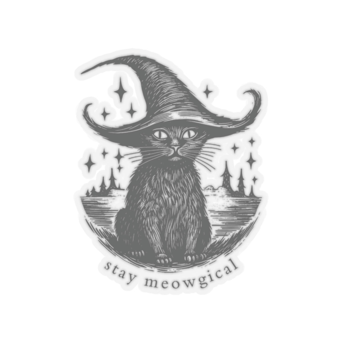 Stay Meowgical Vinyl Stickers, Witchy Kitty Sticker, Halloween Decor, Witch Stationary, Childless Cat Lady Sticker