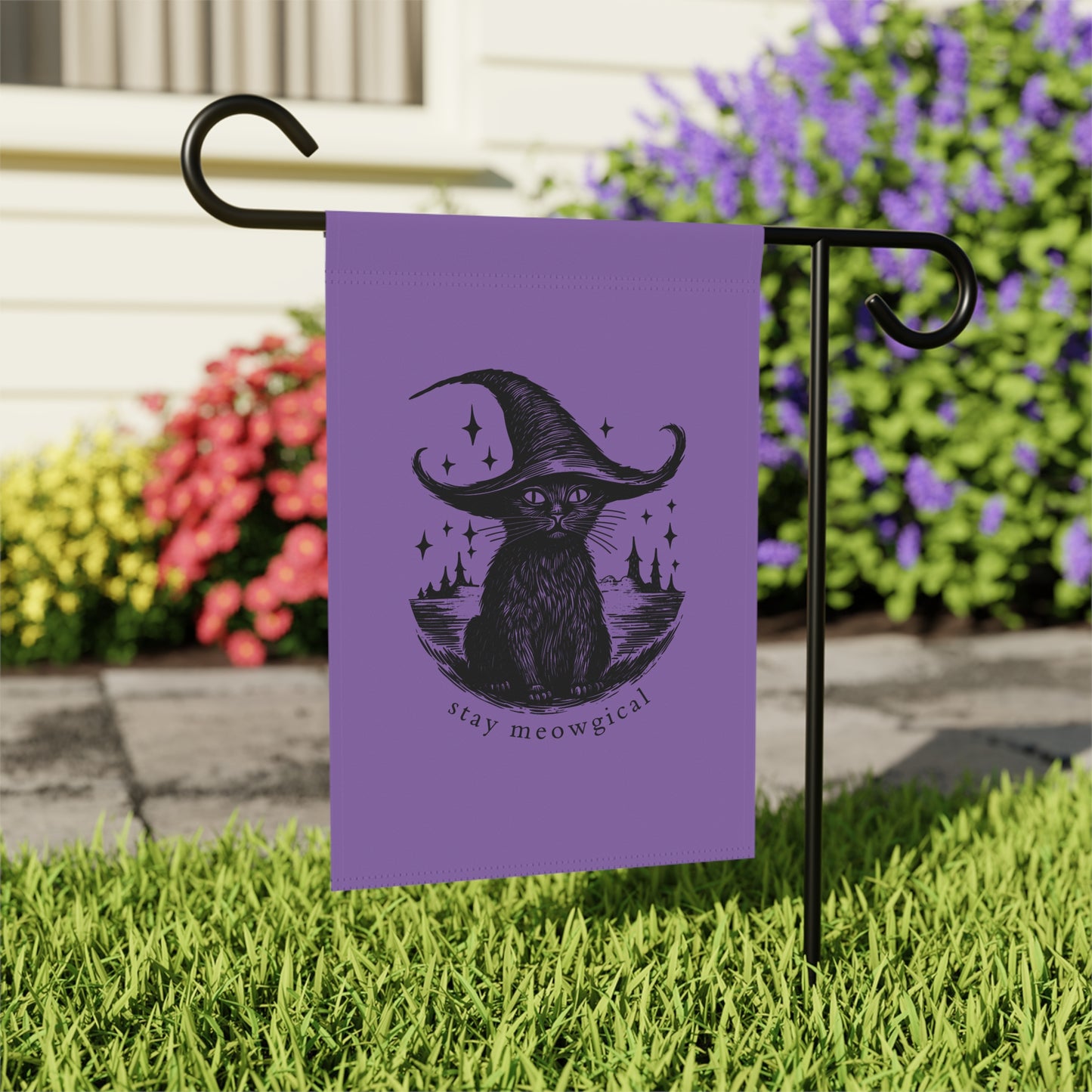 Stay Meowgical Garden House Banner, Spooky Banner, Halloween Decor, Cat Landscaping, Witchy Kitty Banner