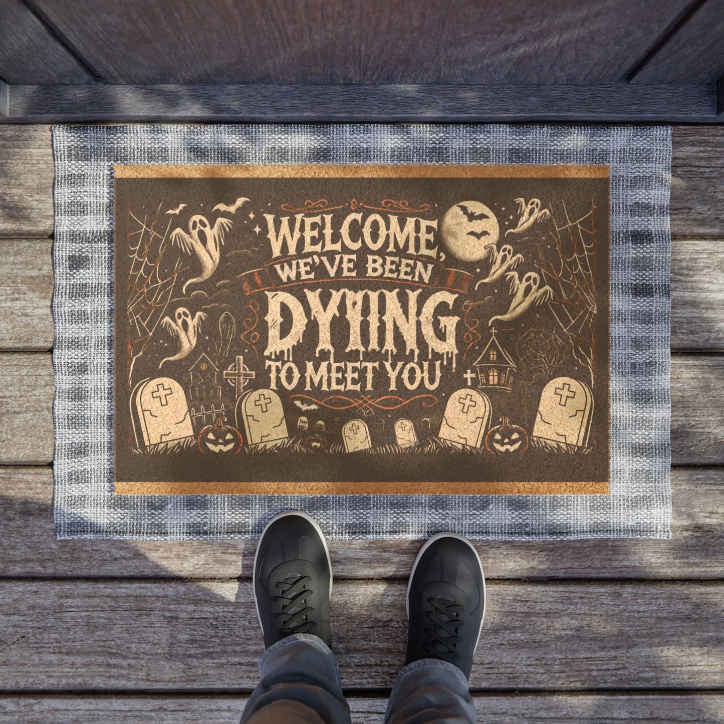 Welcome, We've Been Dying to Meet You Coconut Coir Doormat, Halloween, Spooky, Fall Decor