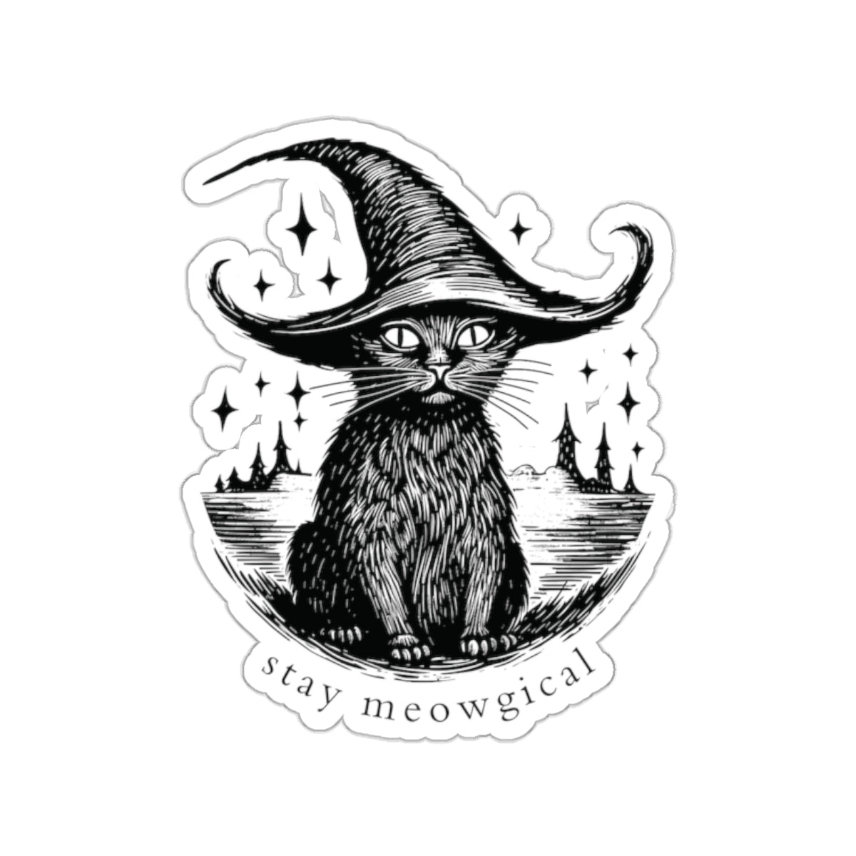 Stay Meowgical Vinyl Stickers, Witchy Kitty Sticker, Halloween Decor, Witch Stationary, Childless Cat Lady Sticker