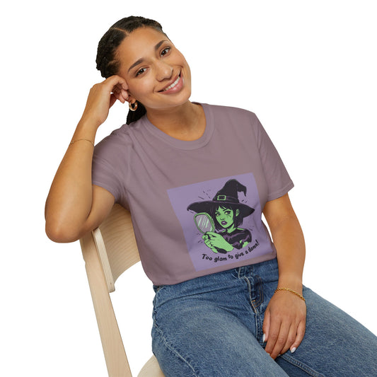 Too Glam to Give a Damn Witch T-Shirt, Halloween Clothing, Witchy Apparel, Spooky T-Shirt