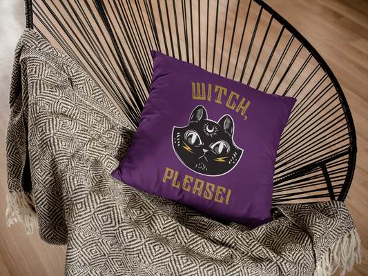 Witch, Please! Square Pillow, Cat Lady, Kitten, Fall, Halloween, Living Room, Couch Halloween, Spooky Sofa, Cute Spooky Couch Pillow Cushion