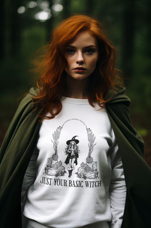 Just Your Basic Witch Sweatshirt, Halloween, Season of the Witch, Spooky, Fall, Long-sleeve Autumn Apparel, Witch Bitch Shirt, Cute Witch